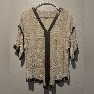 Vintage Candlelight Gatsby Style Beaded Silk Top | Small